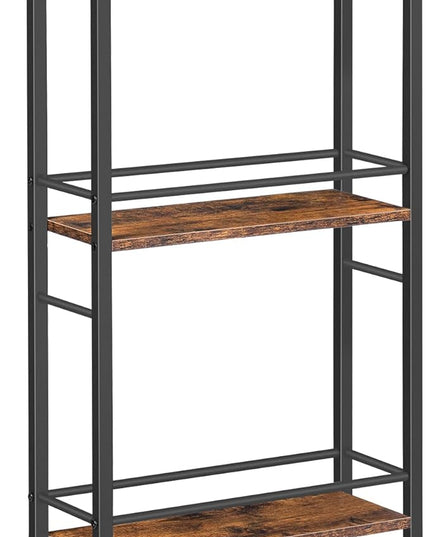 Slim Rolling Cart, Mobile Kitchen Cart on Wheels, Narrow Storage Cart for Small Space, Wooden Service Cart, for Bathroom, Laundry, Living Room, Rustic Brown RCHR1501Z - LeafyLoom