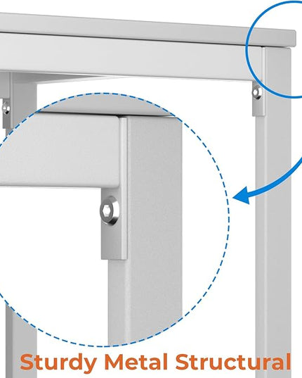 Coavas Computer Desk with Storage, Home Office Desk with Adjustable Shelves, Simple Style Writing Study Desk with Metal Frame, Modern Design PC Laptop Desk, 47 inch, White and Oak - LeafyLoom