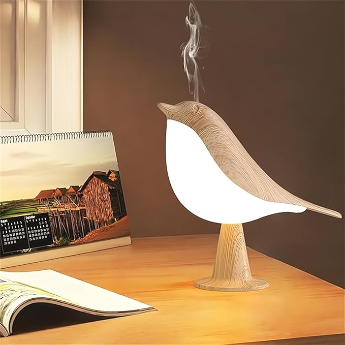FUYUNXIN Bird Lamp Bedside Lamps - Rechargeable Cordless Table Lamp with 3 Color Temperatures and Touch Sensor - Perfect for Bedroom Nightstand (Maple) - LeafyLoom