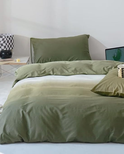 Gradient Green Comforter Set Ombre White Green Bedding Set Full Women Aesthetic Comforter 3 PCs Green Color Bed Comforter Set Full Gradient White and Green Comforter Set Full Size - LeafyLoom
