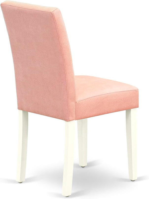 East West Furniture ANAS3-LWH-42 Antique 3 Piece Set Consists A Wood Table and 2 Beige Red Faux Leather Mid-Century Dining Chairs with Stylish Back, Linen White Finish, 36x36 Inch - LeafyLoom