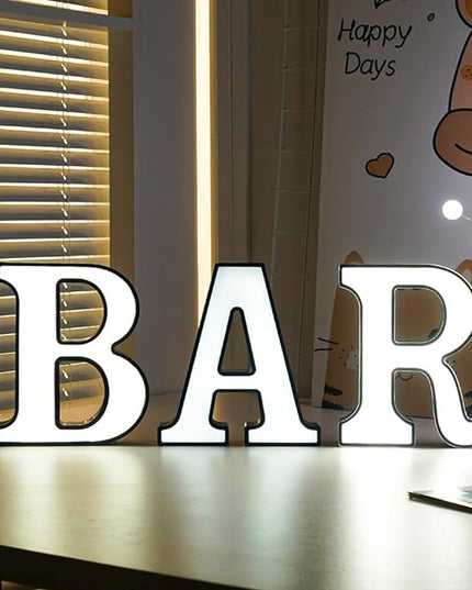 LED Marquee Letter Lights-DIY Marquee Lights up Letter Signs, Dual DC Interface Upgrade Multi-Letter Connection, 26 Alphabet Signs for Wedding, Birthday, Party， Bar Decoration (E) - LeafyLoom