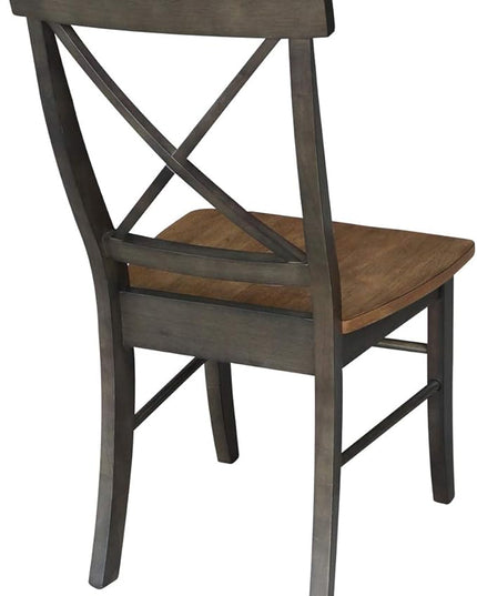 International Concepts X-Back Dining Chair, Height, Hickory/Washed Coal - LeafyLoom