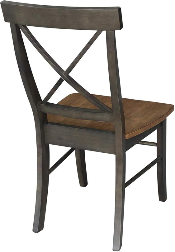International Concepts X-Back Dining Chair, Height, Hickory/Washed Coal - LeafyLoom