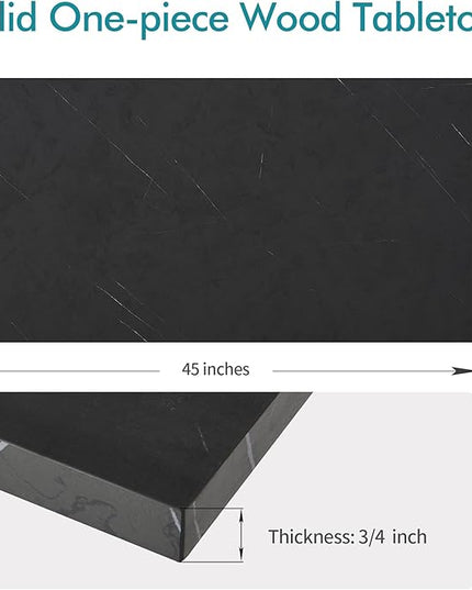 Kaboon Universal Tabletop 45"x20", Solid One-Piece Melamine Table Top, Double Desk L-Desk Floating Desk DIY, Home and Office,Cloud Atlas/Black Marble - LeafyLoom