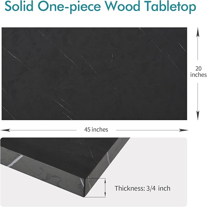 Kaboon Universal Tabletop 45"x20", Solid One-Piece Melamine Table Top, Double Desk L-Desk Floating Desk DIY, Home and Office,Cloud Atlas/Black Marble - LeafyLoom