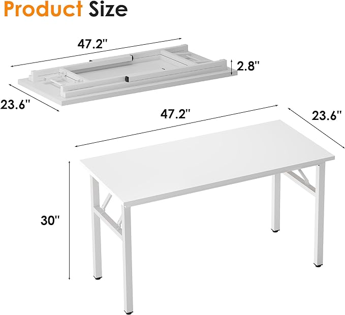 Need 47 inches Computer Desk Office Desk Folding Table with BIFMA Certification Computer Table Workstation, White AC5DW-120 - LeafyLoom