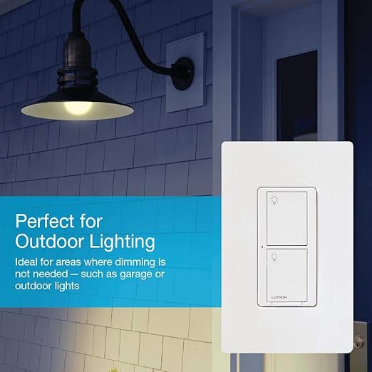Lutron Caseta Original Smart Switch with Wallplate (Lutron Smart Hub Required), for LED Lights and Fans, 5 Amp, Single-Pole/3Way, Neutral Required, PDW-5ANS-WH-A, White Lutron