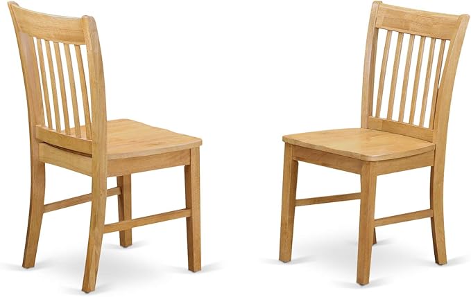 East West Furniture ANNO5-OAK-W 5 Piece Room Furniture Set Includes a Round Dining Table with Pedestal and 4 Wood Seat Chairs, 36x36 Inch - LeafyLoom