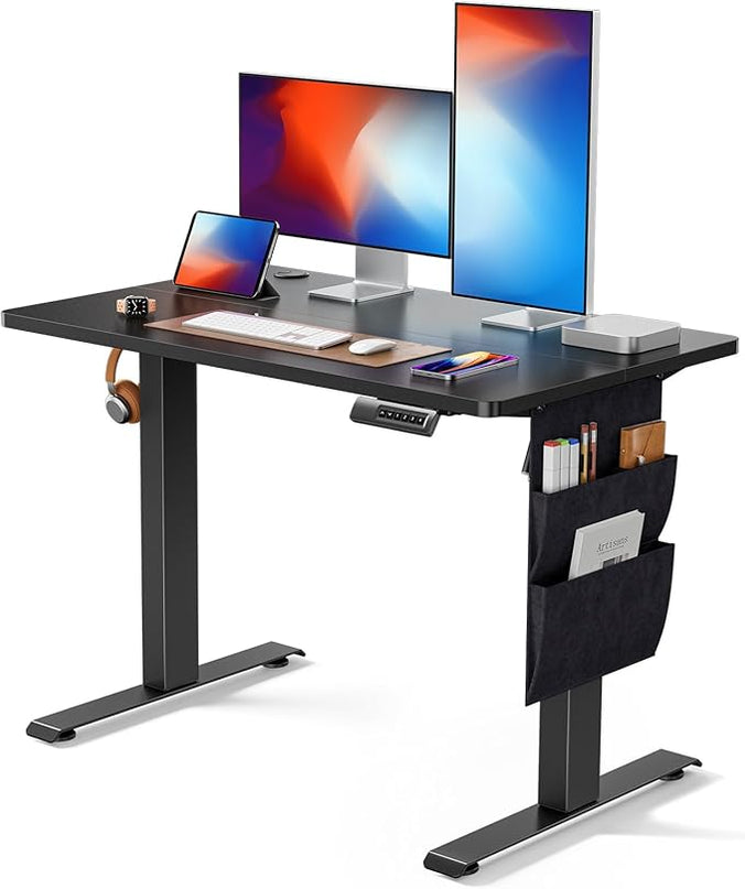 Marsail Standing Desk Adjustable Height, Electric Standing Desk with Starage Bag, Stand up Desk for Home Office Computer Desk Memory Preset with Headphone Hook - LeafyLoom