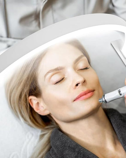 Half Moon Light for Nail Desk 29in 50w LED Half Moon Lamp 3000-6000k Lash Lamp for Lash Extension Led Light for Nails tech, Stepless Dimming 3 Color Led Light for Nails Tech - LeafyLoom