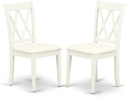 East West Furniture Antique 3 Piece Kitchen Set Contains a Round Table with Pedestal and 2 Linen Fabric Dining Room Chairs, 36x36 Inch, AMCL3-LWH-C - LeafyLoom