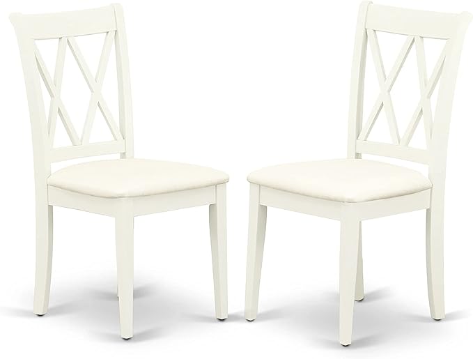 East West Furniture Antique 3 Piece Kitchen Set Contains a Round Table with Pedestal and 2 Linen Fabric Dining Room Chairs, 36x36 Inch, AMCL3-LWH-C - LeafyLoom