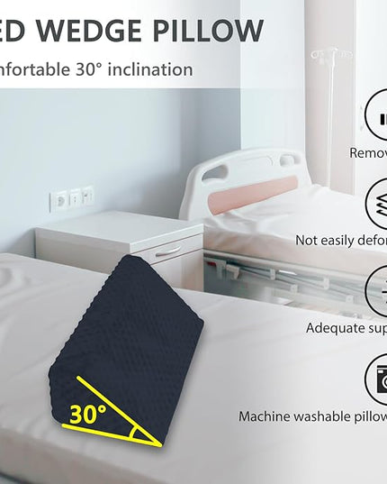 Wedge Pillow for Side Sleeping, Body Positioning Foam Wedge Pillow, Side Wedge Pillow for Sleeping Non-Slip Back Positioning Pillow for Bed Sore Wedge (Dark Blue) - LeafyLoom