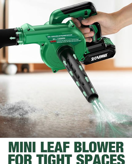 K I M O. Cordless Leaf Blower Vacuum Combo 4 IN 1, 3 Nozzles for Inflation & Compression,3 Modes & Variable Speed, 20000RPM 150MPH, 2X2.0Ah Battery, Extended Tube, Mini Leaf Blowers for Lawn Care|Yard - LeafyLoom