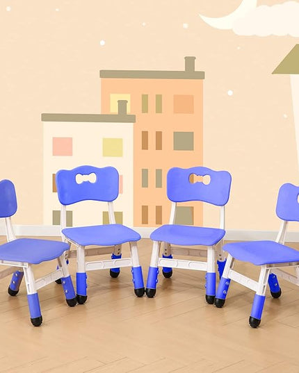 4 Piece Kids Chair Set 3 Levels Adjustable Stackable Kids Chairs Ideal for Playrooms, Schools, Daycares and Homes Washable and easy to clean Max weight 220LB(Navy Blue4piece set) - LeafyLoom