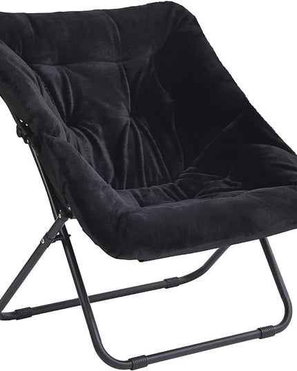 Tiita Comfy Saucer Chair, Soft Faux Fur Oversized Folding Accent Chair, Lounge Lazy Chair for Kids Teens Adults, Metal Frame Moon Chair for Bedroom, Living Room, Dorm Rooms - LeafyLoom