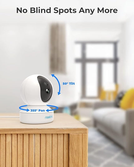 REOLINK Home Security Camera System, 3MP HD Plug-in Indoor WiFi Pan Tilt Pet Camera, Baby Monitor, Night Vision, 2 Way Talk, Smart Human/Pet Detection, Local microSD Card Storage, E1(2 Pack) REOLINK
