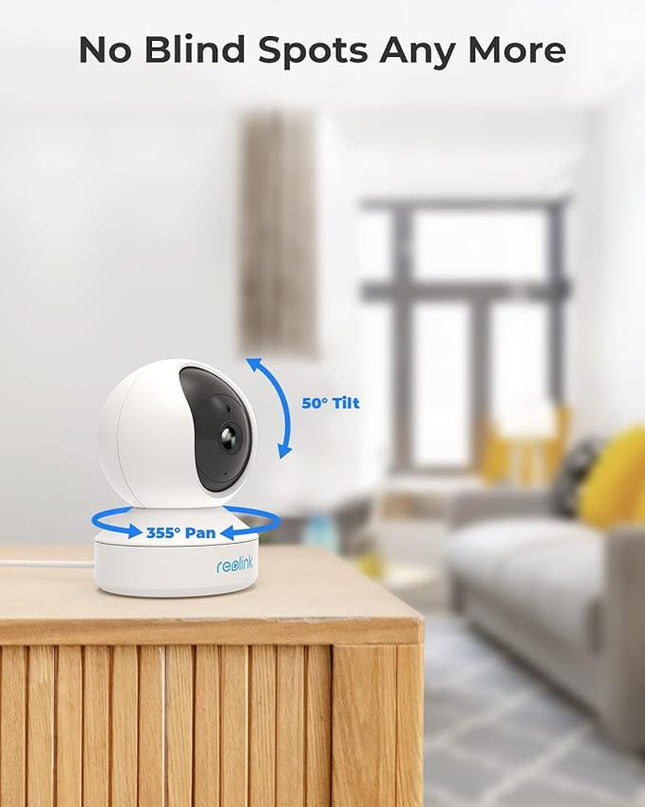 REOLINK Home Security Camera System, 3MP HD Plug-in Indoor WiFi Pan Tilt Pet Camera, Baby Monitor, Night Vision, 2 Way Talk, Smart Human/Pet Detection, Local microSD Card Storage, E1(2 Pack) REOLINK