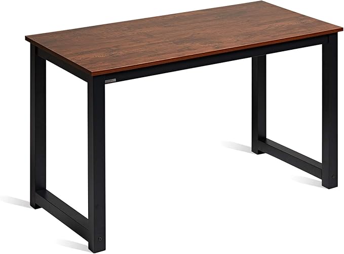 Computer Desk 47" PC Laptop Study Table Office Desk Workstation for Home Office,with Leg Bars,Modern Industrial Style,Sandalwood Board Black Leg - LeafyLoom
