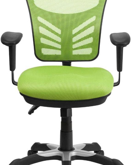 Flash Furniture Nicholas Mid-Back Swivel Office and Gaming Chair, Ergonomic Mesh Office Chair with Adjustable Lumbar Support and Height, Green - LeafyLoom