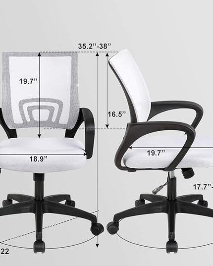Home Office Chair Ergonomic Desk Chair Mesh Computer Chair with Lumbar Support Armrest Executive Rolling Swivel Adjustable Mid Back Task Chair for Women Adults (White) - LeafyLoom