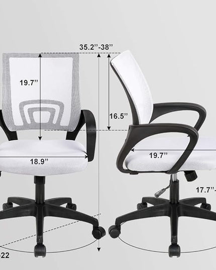 BestOffice Home Office Chair Ergonomic Desk Chair Mesh Computer Chair with Lumbar Support Armrest Executive Rolling Swivel Adjustable Mid Back Task Chair,White - LeafyLoom