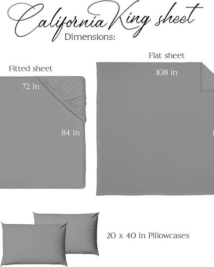 Northwest Ashford Home Essentials Bedding, 4 Piece California King Size Sheet Set, Glacier Gray - LeafyLoom
