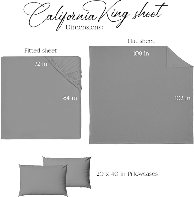 Northwest Ashford Home Essentials Bedding, 4 Piece California King Size Sheet Set, Glacier Gray - LeafyLoom