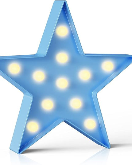 Blue Star Birthday Party Decorations, Battery Powered Star Night Light for Kids, Kids Room Decor for Bedrooms, Baby Night Light, Toddler Room Decor, Kids Room Decor, Wall Decor for Bedroom - LeafyLoom