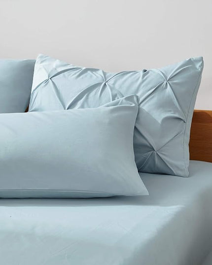 Bedsure Twin Comforter Set with Sheets - 5 Pieces Twin Bedding Sets, Pinch Pleat Blue Twin Bed in a Bag with Comforter, Sheets, Pillowcase & Sham - LeafyLoom
