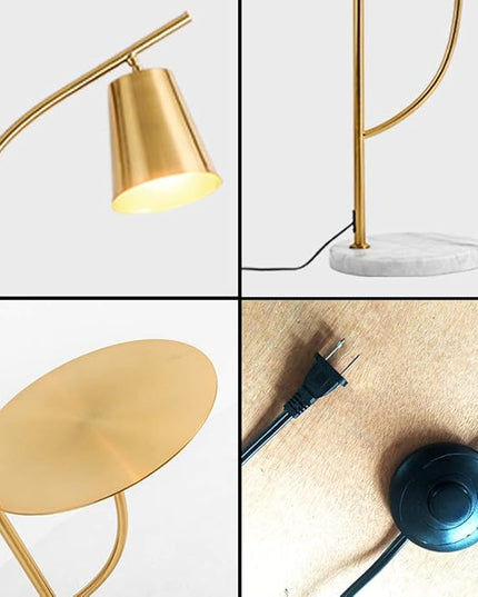 Hsyile Lighting KU300214 Creative Bedroom & Living Room Floor Lamp with a Table,Office and Reading Light - E26 Bulb - Brushed Antique Brass Finish - LeafyLoom