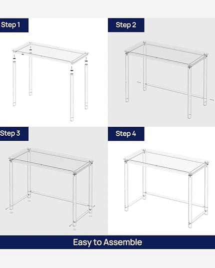 HMYHUM Acrylic Desk, Clear Desk for Home Office for Laptop, Study, Writing, Vanity Table with Cylindrical Legs, Modern, Easy Assembly, 39.4" L x 19.7" W x 29.5" H - LeafyLoom
