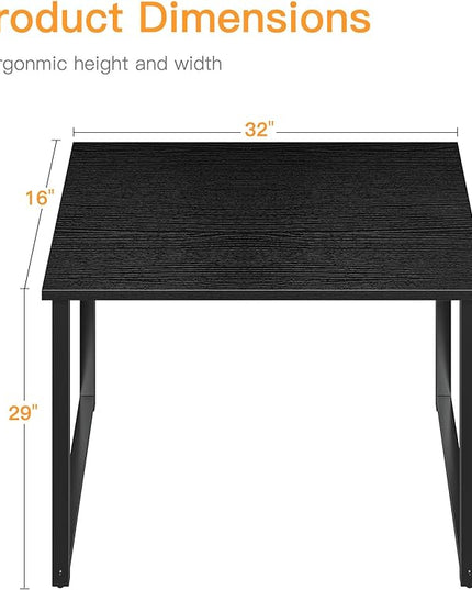 Coleshome 32 Inch Computer Desk, Modern Simple Style Desk for Home Office, Study Student Writing Desk, Black - LeafyLoom
