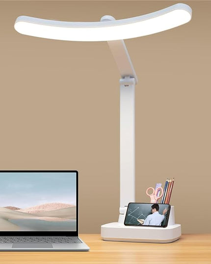 Cordless Rechargeable Desk Table Lamp Big Battery 4000MAH,Tall Reading Light 24inch /Bright 60 LED 8W / Touch Dimmable/Multifunctions,Wireless Lamp for Home Bedroom Bedside Office Dorm - LeafyLoom