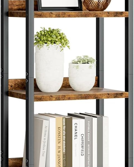 NUMENN Narrow Bookshelf, 5 Tier Bookshelves, Home Office Bookcase Shelf Storage Organizer, Free Standing Storage Shelving Unit for Bedroom, Living Room and Home Office, Vintage - LeafyLoom