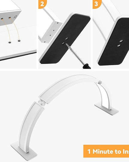 Foldable Half Moon Nail Desk Lamp 29.5Inch, Stepless Dimming Brightness 3360 Lumen Led Light for Nails, Manicure Desk Light for Lash Tech, Cosmetic, Tattoo, Eyebrows, White - LeafyLoom