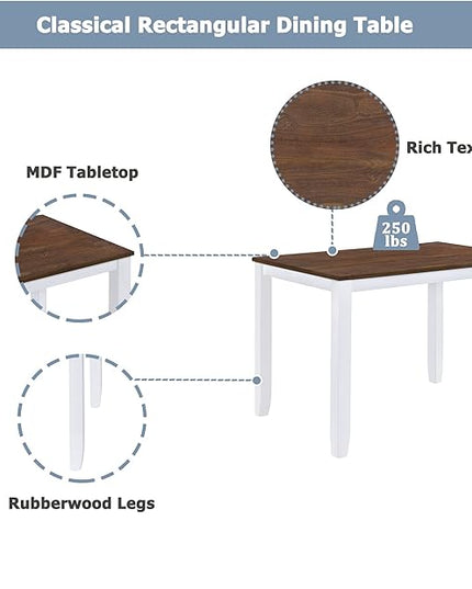 NicBex Dining Table Set for 4 Kitchen Table and Chairs Wood 5-Piece Dining Table Set with 4 X-Back Chairs for Small Places for Small Space, Apartment, Studio, White - LeafyLoom