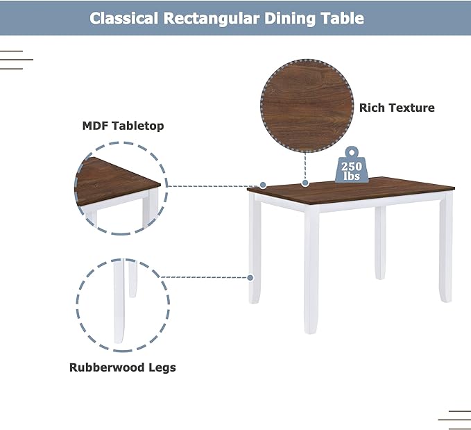 NicBex Dining Table Set for 4 Kitchen Table and Chairs Wood 5-Piece Dining Table Set with 4 X-Back Chairs for Small Places for Small Space, Apartment, Studio, White - LeafyLoom