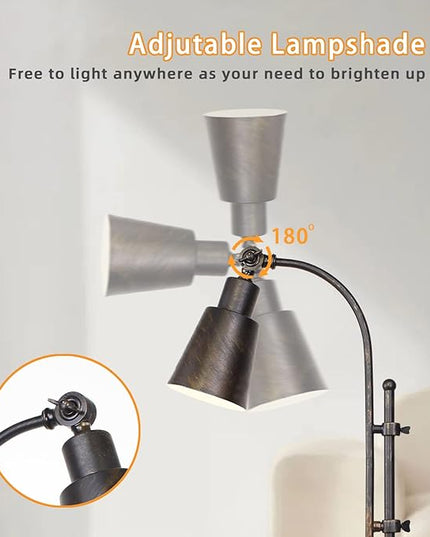 Metal Desk Lamp Rustic Task Lamp Black Adjustable, Industrial Style Lamp with On/Off Switch, Vintage Work Lamp, Reading Lamp for Bedroom, Study Room &Office, ETL Certificate. (Black01-3S) - LeafyLoom