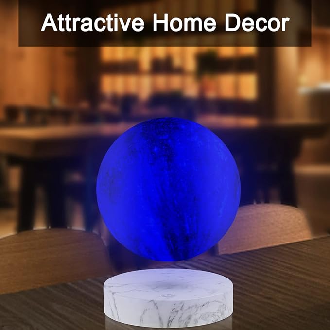 VGAzer Levitating Moon Lamp,Floating and Spinning in Air Freely with 3D Printing LED Moon Light Has 16 Colors 20 Modes for Unique Christmas Gifts,Room Decor (Marble Base 16 Colors Galaxy Moon) - LeafyLoom