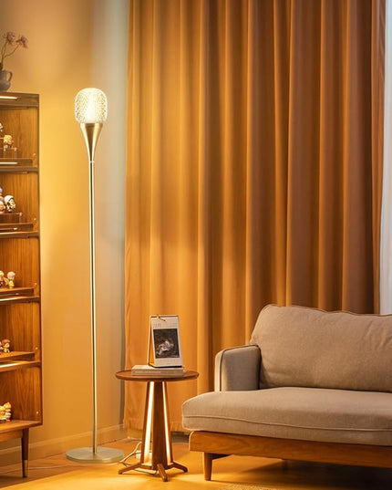 Modern Globe Floor Lamp, Minimalist Room Decor Standing Lamp, Dimmable LED Tall Floor Light for Living Room, Bedroom Decor, Full Range Dimming, Adjustable Color Temperature - Gold/Antique Brass - LeafyLoom
