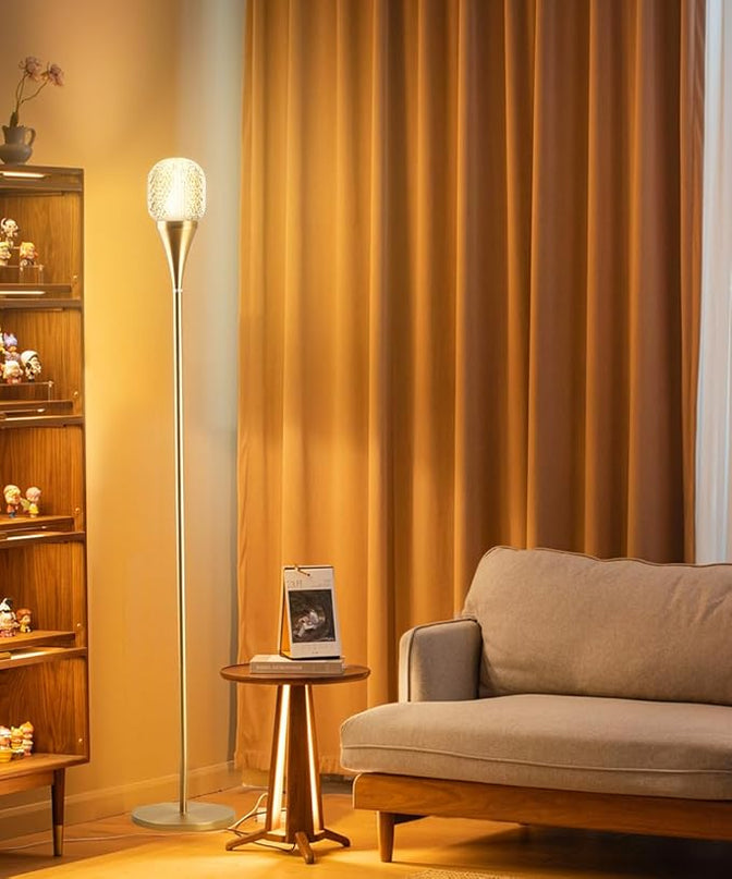 Modern Globe Floor Lamp, Minimalist Room Decor Standing Lamp, Dimmable LED Tall Floor Light for Living Room, Bedroom Decor, Full Range Dimming, Adjustable Color Temperature - Gold/Antique Brass - LeafyLoom