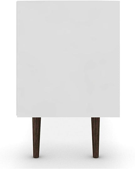 Manhattan Comfort Liberty Mid Century Modern TV Stand for Televisions up to 65 Inches, Bedroom and Living Room Entertainment Center with Storage, Shelves, and Cabinet, 71" Wide, White and Aqua Blue - LeafyLoom
