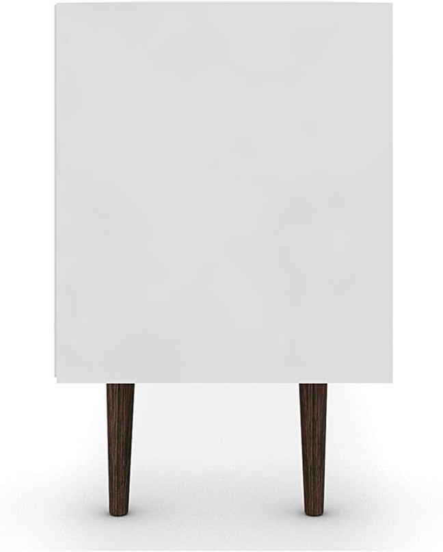 Manhattan Comfort Liberty Mid Century Modern TV Stand for Televisions up to 65 Inches, Bedroom and Living Room Entertainment Center with Storage, Shelves, and Cabinet, 71" Wide, White/Rustic Brown - LeafyLoom