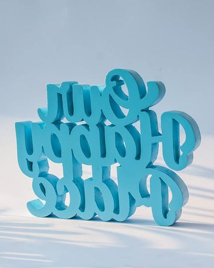 NUKKAD TALES Our Happy Place – Blue, Aesthetic Table Decor for Home or Office, Desk or Shelf. Quirky Room Decoration showpiece, Ideal for Birthday Gift, Corporate Gift, and Inspiring Wall Decor - LeafyLoom