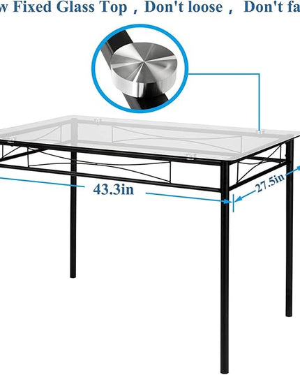 VECELO Kitchen Dining Room Table and Chairs 4, 5-Piece Dinette Sets, Space Saving (Black), 42.1" - LeafyLoom