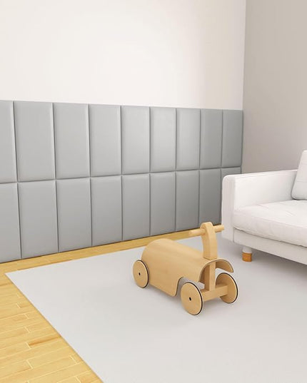 Peel and Stick Headboard for Twin and king in Grey Headboard panels for wall, 3D Anti-Collision Wall Panel, Self-Adhesive Bedroom/Living Room Upholstered Wall Panel (4 Panels/11.8" x 23.6") - LeafyLoom