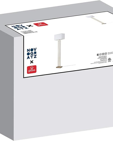 Globe Electric 67775 62" Floor Lamp, Matte Brass, White Linen Shade, Floor Lamp for Living Room, Floor Lamp for Bedroom, Home Improvement, Reading Lamp, Home Office Accessories, Home Décor - LeafyLoom