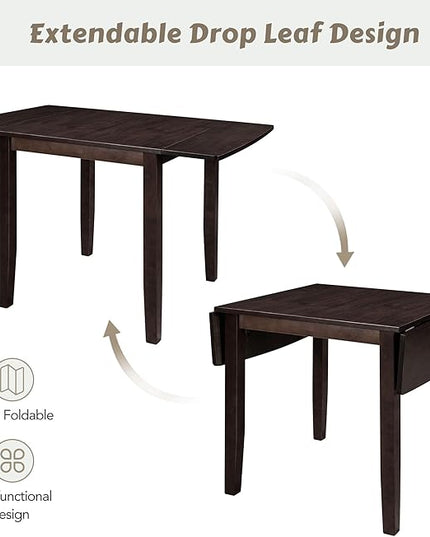 Farmhouse Style Wood Breakfast Nook 2 X-Back Chairs, Extendable Drop Leaf Design & Easy Assembly, Room, Kitchen, 3 Piece Dining Table Set, Espresso 32 - LeafyLoom